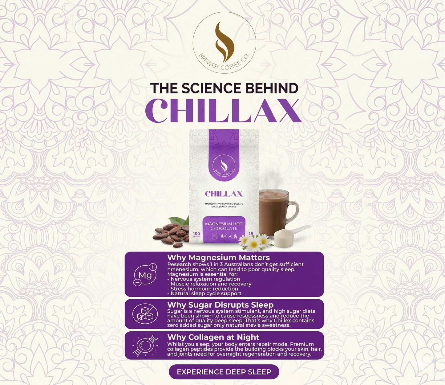 CHILLAX | Magnesium Hot Chocolate with Collagen & Chamomile